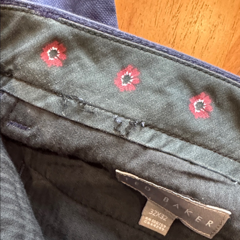TED BAKER- Men's Navy Chino Pants -‎ Classic Straight Fit 36W x 31 - Picture 7 of 12
